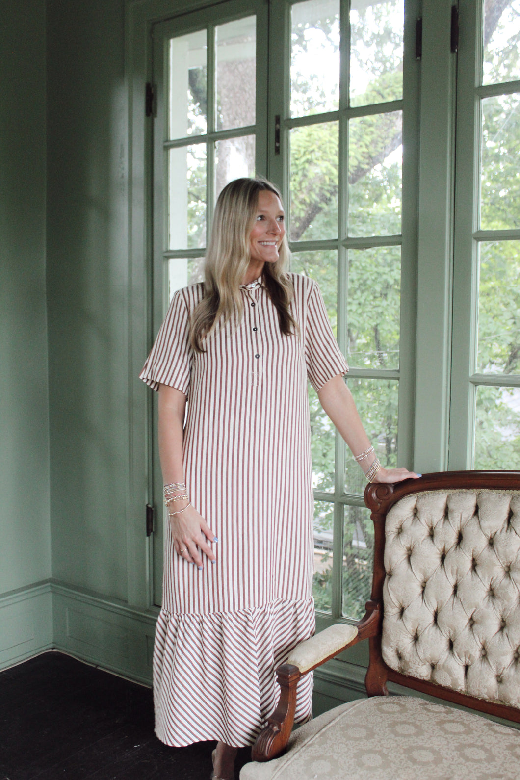 Effortless Striped Midi