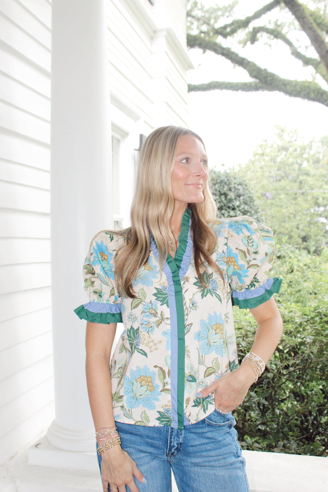 Pop Of Color Floral Top