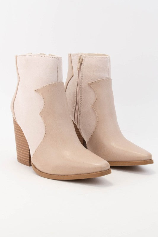 Beige Color Combination Western Boots